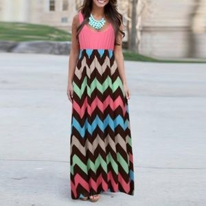 💖Multicolored chevron print dress💖